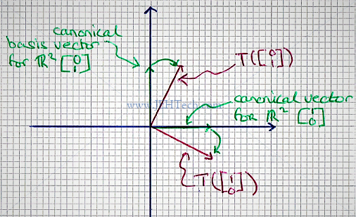 Graph showing the linear transformation of the canonical vectors for R^2